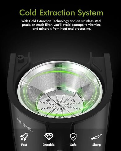 SiFENE Quick Juicer Machine, Centrifugal Juicer with 3" Big Mouth for Whole Fruits & Veggies, Easy to Clean, BPA Free Stainless Steel Kitchen Juicer in Saudi Arabia