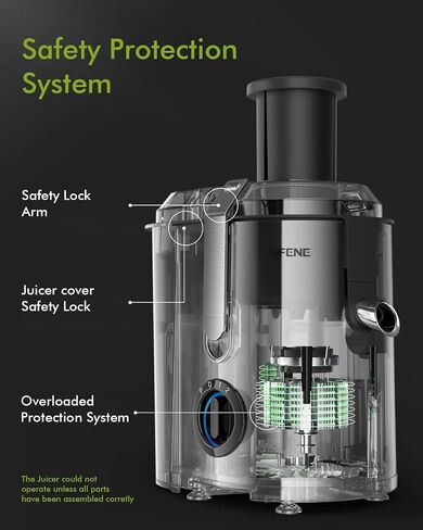 SiFENE Quick Juicer Machine, Centrifugal Juicer with 3" Big Mouth for Whole Fruits & Veggies, Easy to Clean, BPA Free Stainless Steel Kitchen Juicer in Saudi Arabia