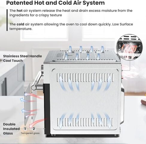 Air Fryer Oven, 21-in-1 Toaster Oven 32QT Convection Oven Countertop, Stainless Steel Smart Airfryer,6 Accessories, Rotisserie, Recipes,1800W in Saudi Arabia