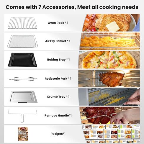 Air Fryer Oven, 21-in-1 Toaster Oven 32QT Convection Oven Countertop, Stainless Steel Smart Airfryer,6 Accessories, Rotisserie, Recipes,1800W in Saudi Arabia