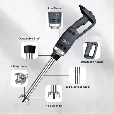 VONCI 500W Commercial Immersion Blender, 16" SUS 304 Removable Shaft, Heavy Duty Power Hand Mixer with Variable Speed 6000-20000RPM, Professional Electric Stick Blender for Restaurant Kitchen Use. in Saudi Arabia