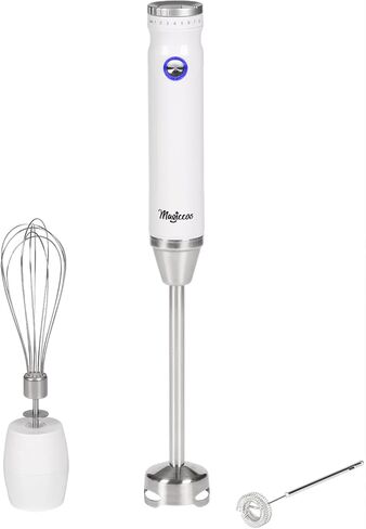 Immersion Stick Hand Blender - 9 Speeds Contorl, Slim Stick Blender Wand, 350W DC Motor, For Shakes and Smoothies, Puree Baby Food & Soup, Whisk & Milk Frother Attachments (White) in Saudi Arabia