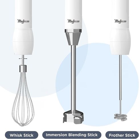 Immersion Stick Hand Blender - 9 Speeds Contorl, Slim Stick Blender Wand, 350W DC Motor, For Shakes and Smoothies, Puree Baby Food & Soup, Whisk & Milk Frother Attachments (White) in Saudi Arabia