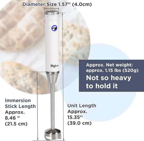 Immersion Stick Hand Blender - 9 Speeds Contorl, Slim Stick Blender Wand, 350W DC Motor, For Shakes and Smoothies, Puree Baby Food & Soup, Whisk & Milk Frother Attachments (White) in Saudi Arabia