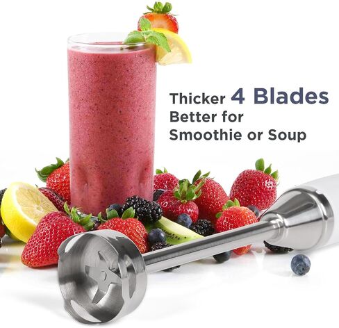 Immersion Stick Hand Blender - 9 Speeds Contorl, Slim Stick Blender Wand, 350W DC Motor, For Shakes and Smoothies, Puree Baby Food & Soup, Whisk & Milk Frother Attachments (White) in Saudi Arabia