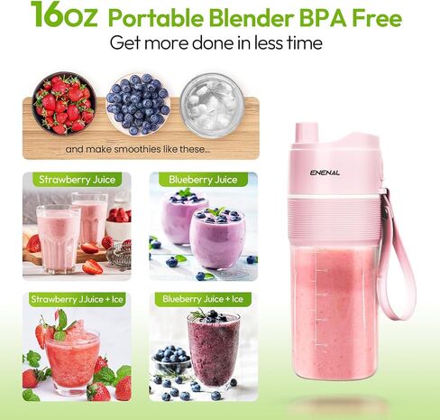 Personal Size Blender, Enenal Portable Blenders Smoothies and Shakes 5000mAh Battery, 16oz Mini Blender USB Rechargeable, Handheld Blender BPA-Free Fruit Smoothie Juicer Cup in Saudi Arabia