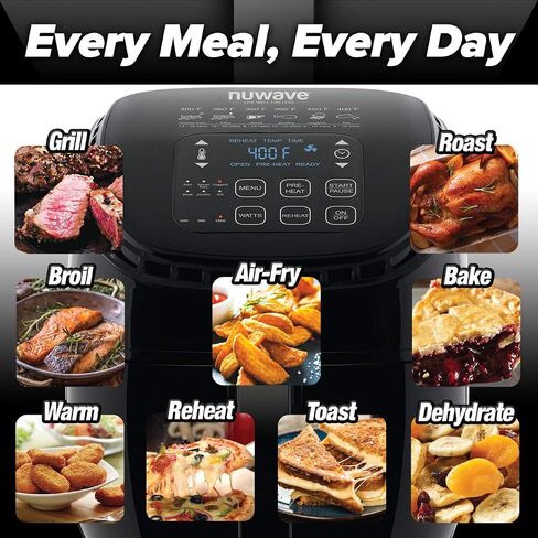 Nuwave 6-quart Brio Healthy Digital Air Fryer with One-Touch Digital Controls, 6 Preset Menu Functions & Removable Divider Insert,Black (Renewed) in Kuwait