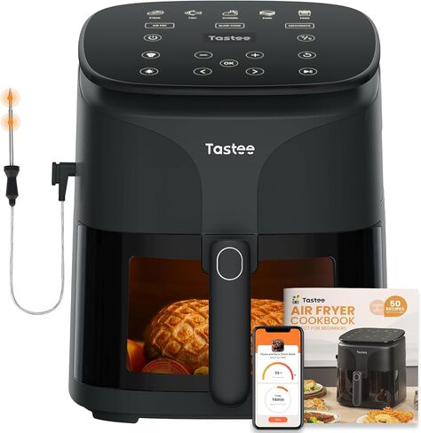 Sensor Magic Smart Air Fryer 5.5 QT with Dual-sensor Cook Probe, 8 Professional Cooking Functions, Chef-made Cookbook and Online Recipes, Large Viewing Window, Black in Saudi Arabia