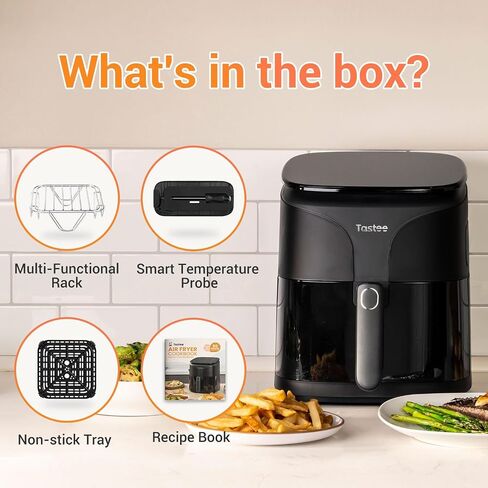 Sensor Magic Smart Air Fryer 5.5 QT with Dual-sensor Cook Probe, 8 Professional Cooking Functions, Chef-made Cookbook and Online Recipes, Large Viewing Window, Black in Saudi Arabia