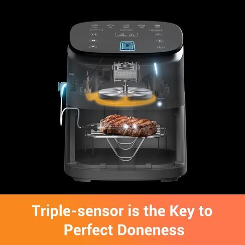 Sensor Magic Smart Air Fryer 5.5 QT with Dual-sensor Cook Probe, 8 Professional Cooking Functions, Chef-made Cookbook and Online Recipes, Large Viewing Window, Black in Saudi Arabia
