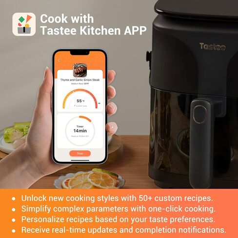 Sensor Magic Smart Air Fryer 5.5 QT with Dual-sensor Cook Probe, 8 Professional Cooking Functions, Chef-made Cookbook and Online Recipes, Large Viewing Window, Black in Saudi Arabia