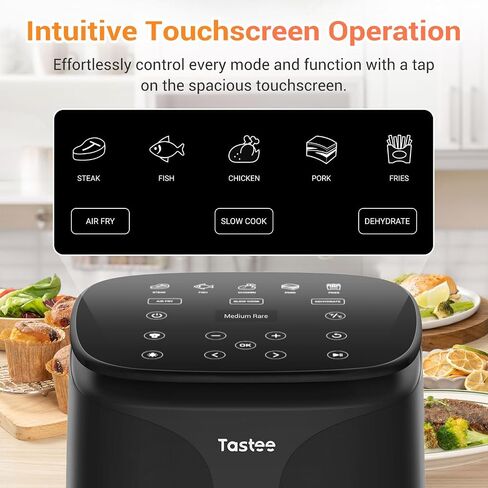 Sensor Magic Smart Air Fryer 5.5 QT with Dual-sensor Cook Probe, 8 Professional Cooking Functions, Chef-made Cookbook and Online Recipes, Large Viewing Window, Black in Saudi Arabia