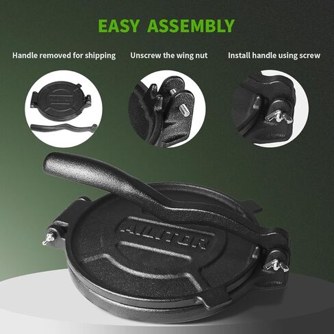 ماكينة ضغط التورتيلا من الحديد الزهر مقاس 20.32 سم، صانع تورتيلا الدقيق والشاباتي روتي، ماكينة صنع الكساديلا شديدة التحمل مع 100 قطعة من ورق البرشمان in Kuwait