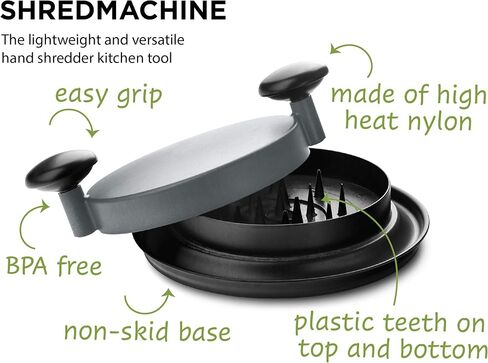 ShredMachine-The Quick, Easy to Use Alternative to Bear Claws Meat Shredder for Pulled Pork, Beef and Chicken and More-BPA Free Hand Shredder with Easy to Grip Handles, Non-Skid Base,Grey in Saudi Arabia