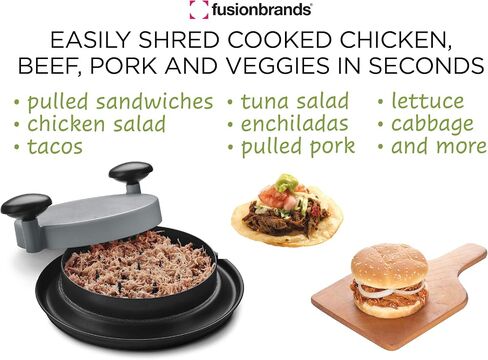 ShredMachine-The Quick, Easy to Use Alternative to Bear Claws Meat Shredder for Pulled Pork, Beef and Chicken and More-BPA Free Hand Shredder with Easy to Grip Handles, Non-Skid Base,Grey in Saudi Arabia