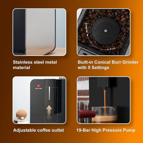 Mcilpoog Super Automatic Espresso Coffee Machine，Bean To Cup Fully Automatic Espresso Machine with Grinder,Easy To Use Wifi Touch Screen Coffee Maker.19 Bar Barista Pump(Hi series 01) in Saudi Arabia