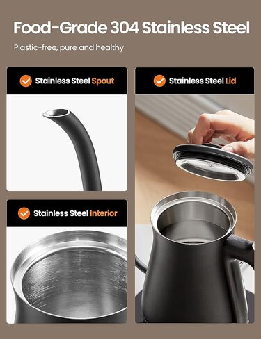 غلاية شاي كهربائية من الفولاذ المقاوم للصدأ سعة 1.7 لتر من COMFEE، غلاية مياه ساخنة خالية من مادة BPA مع ضوء LED، إيقاف تلقائي وحماية من الغليان الجاف، غلاية كهربائية سريعة الغليان بقدرة 1500 وات in Kuwait
