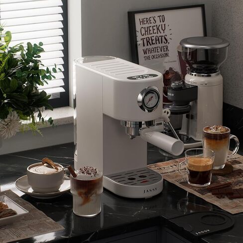 ماكينة قهوة اسبريسو من جاسي، ماكينة صنع الكابتشينو 20 بار، ماكينة صنع الاسبريسو باريستا للمنزل مع عصا رغوة الحليب للإسبريسو/الكابتشينو/اللاتيه، التحكم في تخمير الشاشة التي تعمل باللمس، 1376 وات in Kuwait