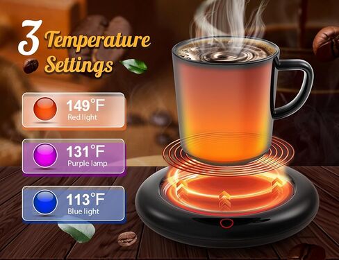 Coffee Mug Warmer, 40w High Power Fast Heating & Novel Colorful Ring Light, Coffee Warmer for Desk Auto Shut Off, 3 Temp Settings, Fits Most Cups, Cup Warmer for Scalding Coffee, Tea and Milk in Saudi Arabia