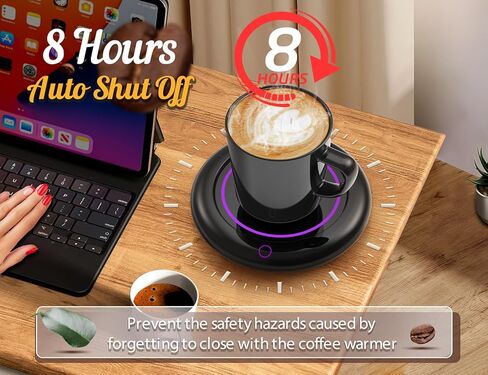 Coffee Mug Warmer, 40w High Power Fast Heating & Novel Colorful Ring Light, Coffee Warmer for Desk Auto Shut Off, 3 Temp Settings, Fits Most Cups, Cup Warmer for Scalding Coffee, Tea and Milk in Saudi Arabia