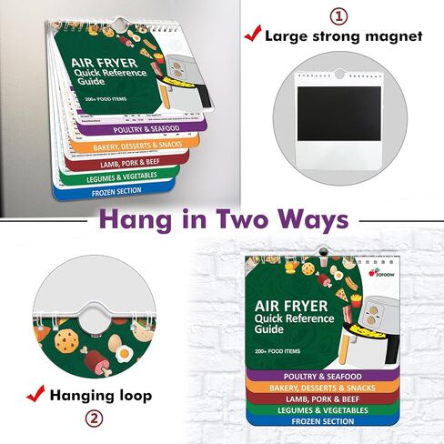 𝑶𝒗𝒆𝒓 200 𝑭𝒐𝒐𝒅𝒔 Air Fryer Cheat Sheet Magnets Cooking Guide Booklet, Air Fryer Cooking Guide Magnetic Cookbook, Air Fryer Magnetic Cheat Sheet Set(Air Fryer Accessories) in Saudi Arabia