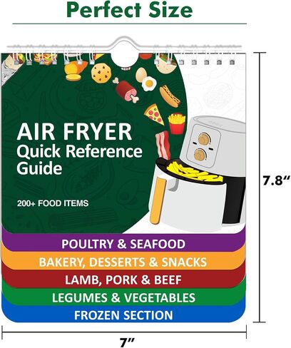 𝑶𝒗𝒆𝒓 200 𝑭𝒐𝒐𝒅𝒔 Air Fryer Cheat Sheet Magnets Cooking Guide Booklet, Air Fryer Cooking Guide Magnetic Cookbook, Air Fryer Magnetic Cheat Sheet Set(Air Fryer Accessories) in Saudi Arabia