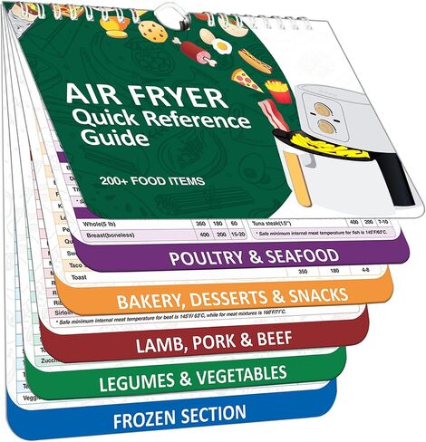 𝑶𝒗𝒆𝒓 200 𝑭𝒐𝒐𝒅𝒔 Air Fryer Cheat Sheet Magnets Cooking Guide Booklet, Air Fryer Cooking Guide Magnetic Cookbook, Air Fryer Magnetic Cheat Sheet Set(Air Fryer Accessories) in Saudi Arabia