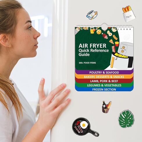 𝑶𝒗𝒆𝒓 200 𝑭𝒐𝒐𝒅𝒔 Air Fryer Cheat Sheet Magnets Cooking Guide Booklet, Air Fryer Cooking Guide Magnetic Cookbook, Air Fryer Magnetic Cheat Sheet Set(Air Fryer Accessories) in Saudi Arabia