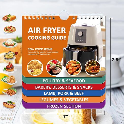 𝑶𝒗𝒆𝒓 200 𝑭𝒐𝒐𝒅𝒔 Air Fryer Cheat Sheet Magnets Cooking Guide Booklet, Air Fryer Cooking Guide Magnetic Cookbook, Air Fryer Magnetic Cheat Sheet Set(Air Fryer Accessories) in Saudi Arabia