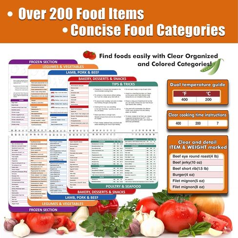 𝑶𝒗𝒆𝒓 200 𝑭𝒐𝒐𝒅𝒔 Air Fryer Cheat Sheet Magnets Cooking Guide Booklet, Air Fryer Cooking Guide Magnetic Cookbook, Air Fryer Magnetic Cheat Sheet Set(Air Fryer Accessories) in Saudi Arabia