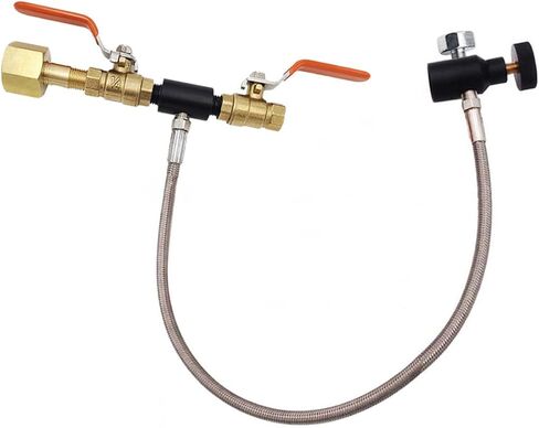 محول إعادة تعبئة أسطوانة ثاني أكسيد الكربون CGA320، ملحقات موصل زجاجة 3000 رطل لكل بوصة مربعة، صمام مزدوج خرطوم 36 بوصة مع مقياس لملء خزان الصودا in Kuwait