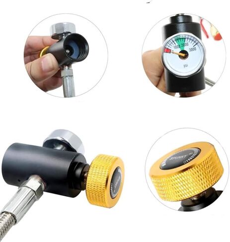 محول إعادة تعبئة أسطوانة ثاني أكسيد الكربون CGA320، ملحقات موصل زجاجة 3000 رطل لكل بوصة مربعة، صمام مزدوج خرطوم 36 بوصة مع مقياس لملء خزان الصودا in Kuwait