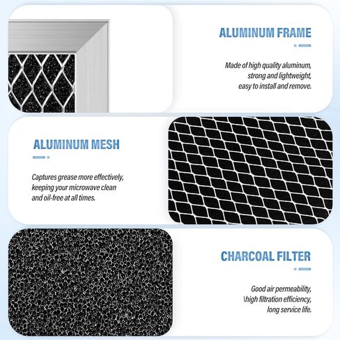 4Pcs Microwave Charcoal Filter Replacement for GE JX81C WB02X10776, Microwave Filter Replacement 7.68" x 4.85" Air Carbon Filter in Kuwait