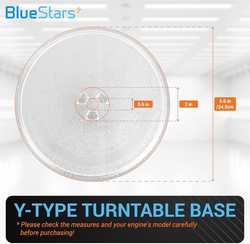 BlueStars Microwave Glass Plate 9.6" / 24.5cm - Replaces BT-3110 - Universal Fit for Samsung Kenmore LG Sears Kenmore Emerson Panasonic HighPointe Microwaves Ovens - Durable Y-Type Turntable Tray in Saudi Arabia