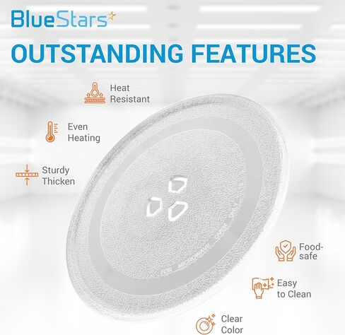 BlueStars Microwave Glass Plate 9.6" / 24.5cm - Replaces BT-3110 - Universal Fit for Samsung Kenmore LG Sears Kenmore Emerson Panasonic HighPointe Microwaves Ovens - Durable Y-Type Turntable Tray in Saudi Arabia