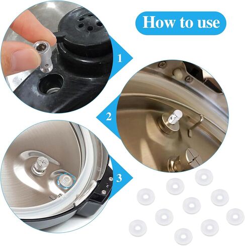 2 Pcs Electric Pressure Cookers Parts Universal Replacement Floater Valve with 10 Pcs Silicone Gaskets for Pressure Pot Such as XL, YBD60-100, PPC770, PPC780, PPC790 in Saudi Arabia