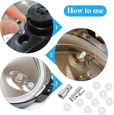 2 Pcs Electric Pressure Cookers Parts Universal Replacement Floater Valve with 10 Pcs Silicone Gaskets for Pressure Pot Such as XL, YBD60-100, PPC770, PPC780, PPC790 in Saudi Arabia