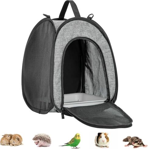Petsfit غينيا خنزير الناقل اضافية كبيرة حامل الحيوانات الصغيرة للأرنب، الهامستر، القنفذ، الفئران، الطيور الصغيرة - حقائب محمولة مع حزام الكتف، نافذة شبكية للتنفس، صواني قابلة للإزالة، جيوب جانبية in Kuwait