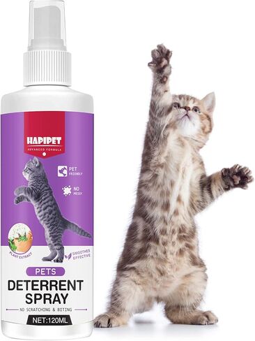 Cat Deterrent Spray, 120ML Cat Repellent Spray, Natural Cat Deterrent Indoor & Outdoor for Pet Behavior Training, Prevent Cats Scratching Furniture & Plants, Suitable for Cats & Dogs in Kuwait