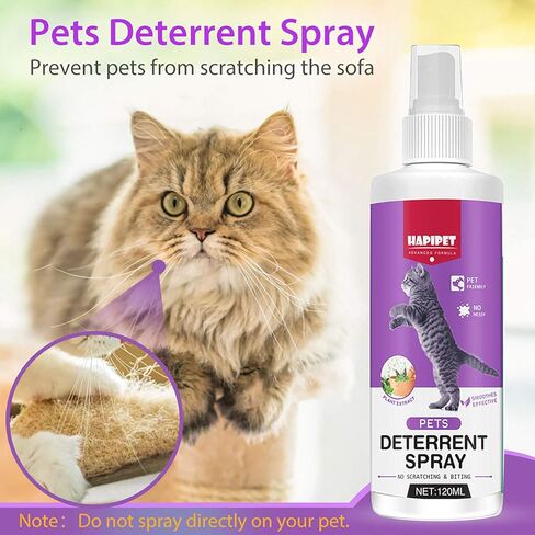 Cat Deterrent Spray, 120ML Cat Repellent Spray, Natural Cat Deterrent Indoor & Outdoor for Pet Behavior Training, Prevent Cats Scratching Furniture & Plants, Suitable for Cats & Dogs in Kuwait