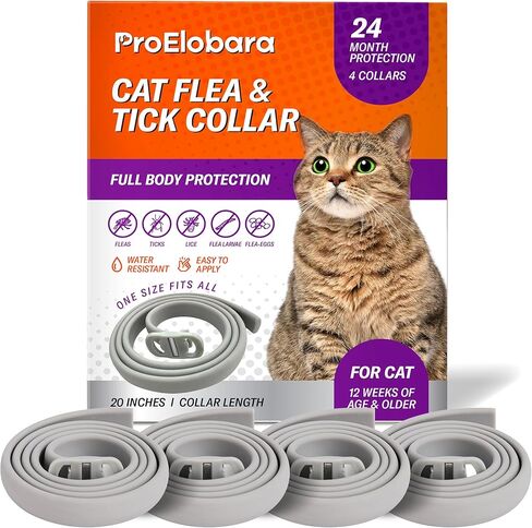 Cat Flea Tick Prevention Collar: Flea Collar for Cats Fleas Repellent Collars - Tick Prevention Collars for Cats Ticks Control for Kitten - 4 Pack 24 Month Protection in Kuwait