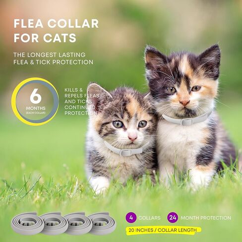 Cat Flea Tick Prevention Collar: Flea Collar for Cats Fleas Repellent Collars - Tick Prevention Collars for Cats Ticks Control for Kitten - 4 Pack 24 Month Protection in Kuwait