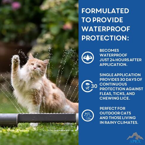 Apex Plus Flea Treatment for Cats, 1.5+ lbs | 6-Month Supply | Cat Flea and Tick Treatment Drops | 24-Hour Activation, Waterproof, 30-Day Protection in Saudi Arabia