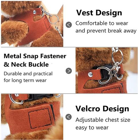 3 Pack Squirrel Harness and Leash Set - Adjustable Traction Rope Strap Anti-Biting Chain,Small Animal Training Walking Vest Leash for Squirrel Gerbil Chinchilla Rat (3 Pack (S/M/L),Brown) in Saudi Arabia