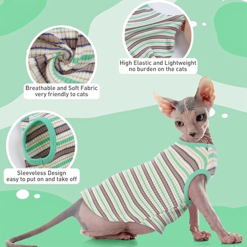 ملابس قطط Sphynx بدون شعر، سترات Sphynx للقطط بدون أكمام، سترة قطط، قمصان قطط للقطط فقط، قمصان قطط مخططة، قمصان مسامية، ملابس قطط، بدلة بيجامة للقطط، الكلاب الصغيرة in Kuwait
