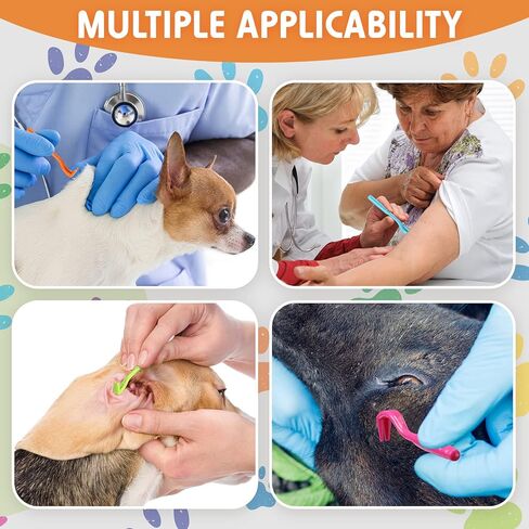 72 قطعة مزيل القراد، أداة إزالة القراد، 3 أحجام آمنة لإزالة القراد للكلاب من البراغيث والقراد للبشر في المنزل الصغير والكبير والقطط والكلاب، تزيل جسم الرأس بالكامل، 4 ألوان in Kuwait