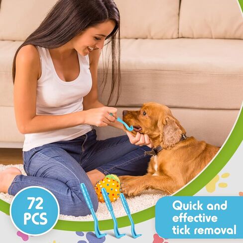 72 قطعة مزيل القراد، أداة إزالة القراد، 3 أحجام آمنة لإزالة القراد للكلاب من البراغيث والقراد للبشر في المنزل الصغير والكبير والقطط والكلاب، تزيل جسم الرأس بالكامل، 4 ألوان in Kuwait