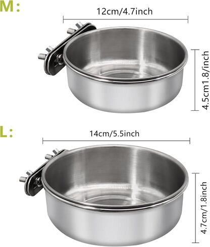 2 Pcs Small Bird Feeding Dish Cups,Parrot Food Bowl Cage with Clamp Holder Stainless Steel,Birdcage Coop Water Feeder for Cockatiel Parakeet Macaw Finches Lovebirds Small Animals (2 Pack, Small) in Saudi Arabia