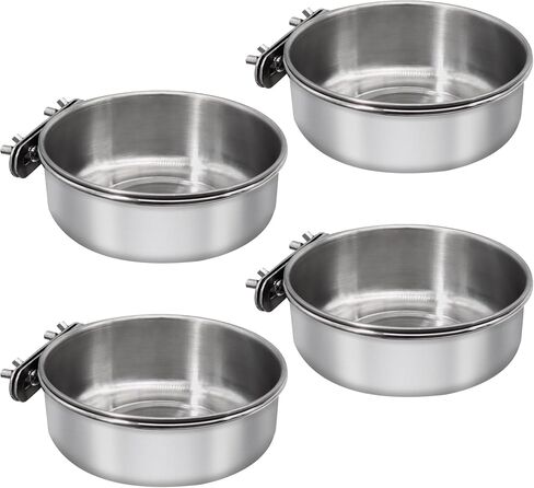 2 Pcs Small Bird Feeding Dish Cups,Parrot Food Bowl Cage with Clamp Holder Stainless Steel,Birdcage Coop Water Feeder for Cockatiel Parakeet Macaw Finches Lovebirds Small Animals (2 Pack, Small) in Saudi Arabia