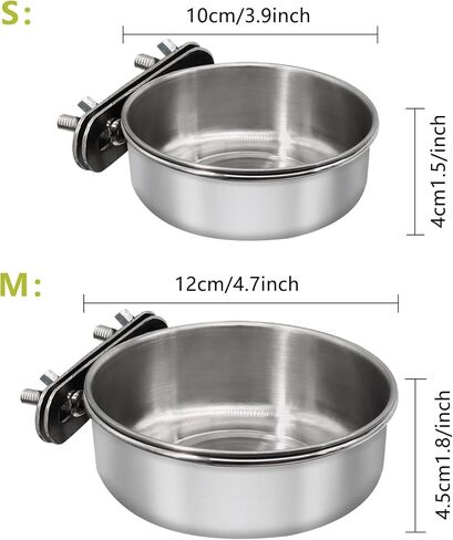 2 Pcs Small Bird Feeding Dish Cups,Parrot Food Bowl Cage with Clamp Holder Stainless Steel,Birdcage Coop Water Feeder for Cockatiel Parakeet Macaw Finches Lovebirds Small Animals (2 Pack, Small) in Saudi Arabia